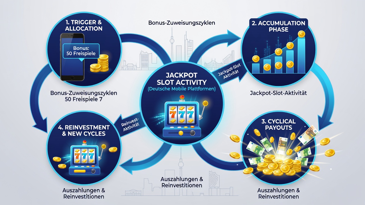 Mobile App-Schnittstelle mit Jackpot-Slot und Bonusindikatoren auf einer deutschen Plattform