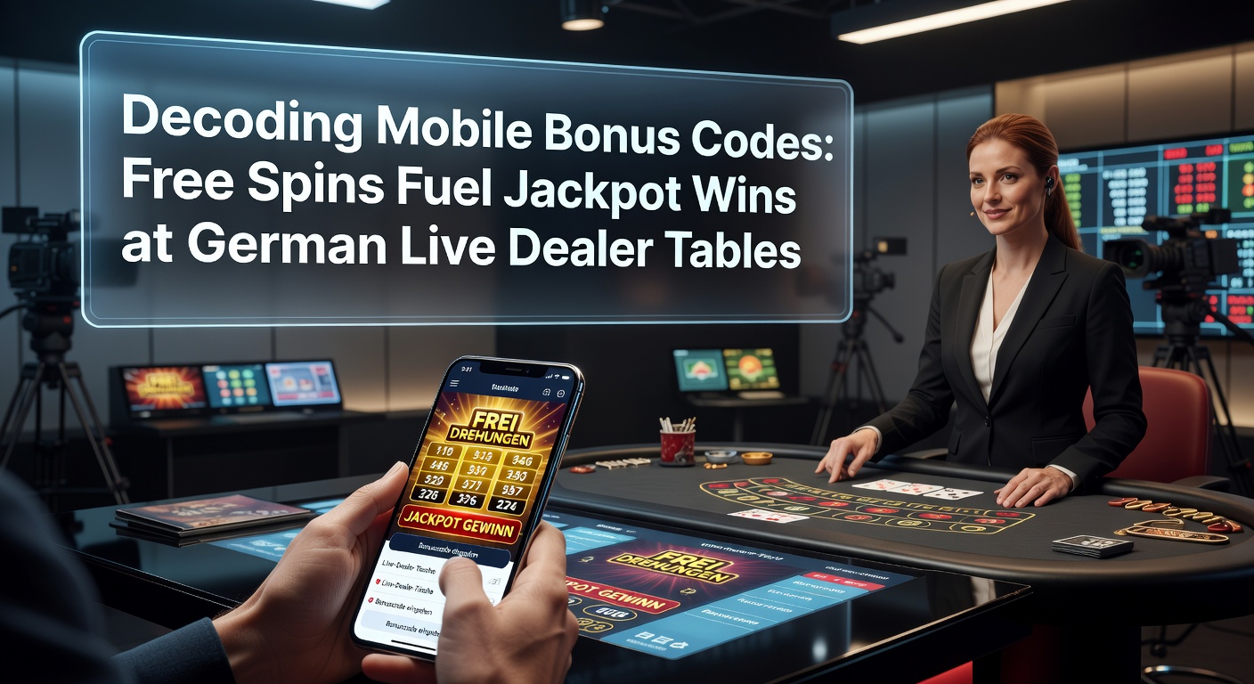 Smartphone mit leuchtenden Bonus-Codes und Free-Spins-Symbolen vor einem Live-Dealer-Tisch-Hintergrund